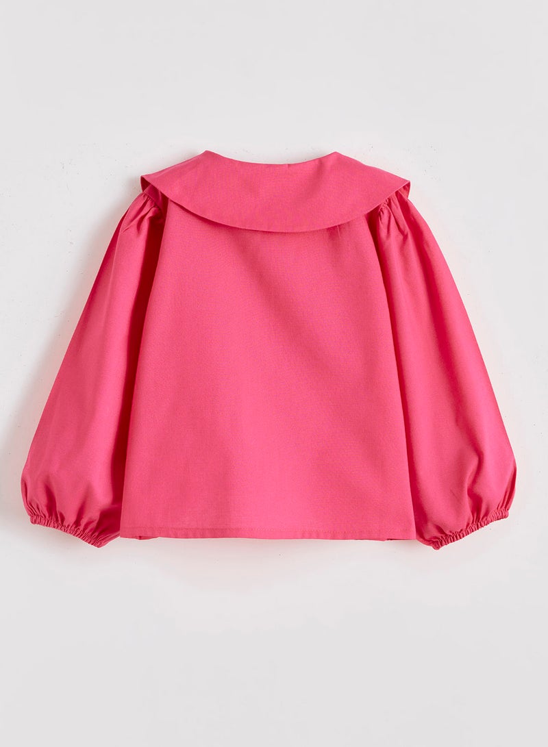 ال سي وايكيكي قميص بناتي كم طويل بياقة بيتر بان - Image 2